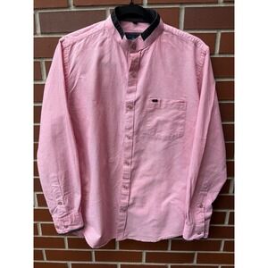 Otto Club Band Collar‎ Shirt Long Sleeve Casual Button Down Pink Mens Size